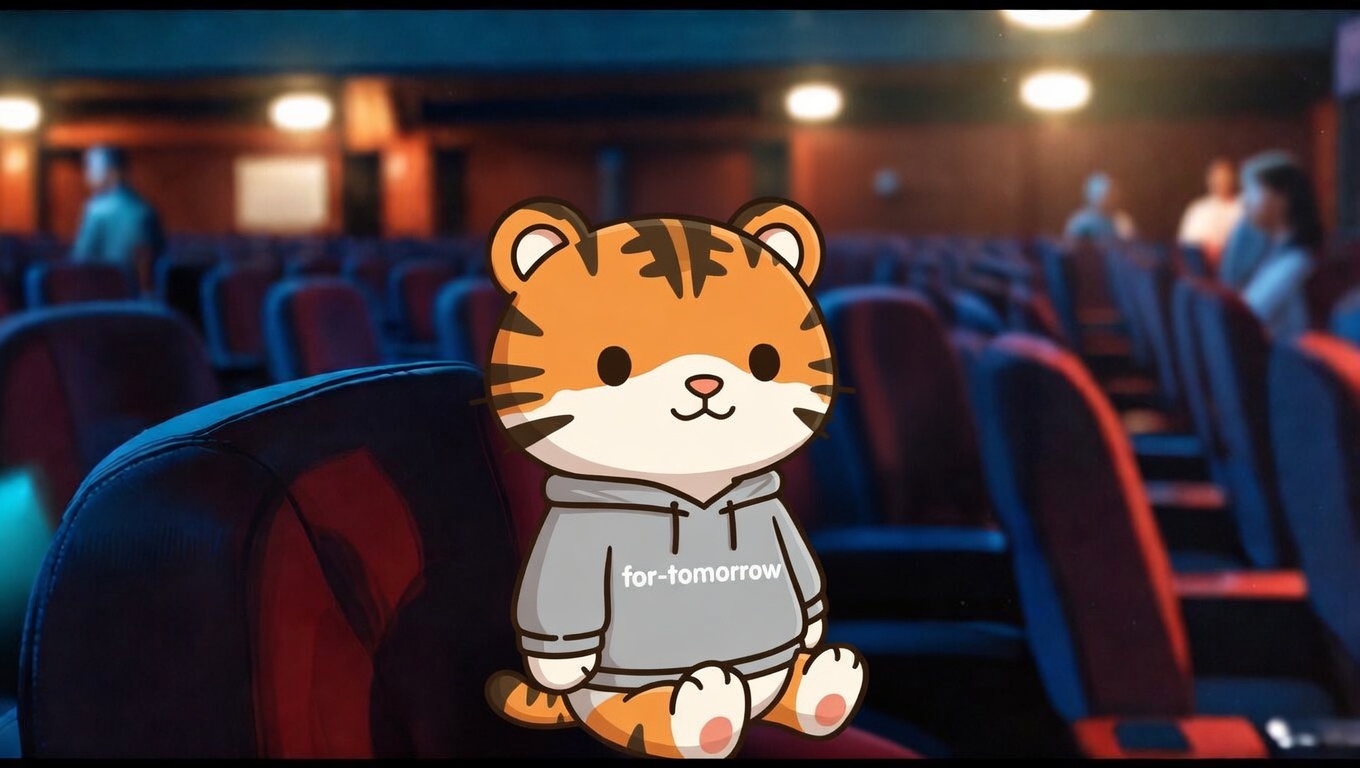 映画館でくつろいでいるトラ